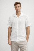 Camisa para Hombre Manga Corta Resort Jacquard Super Stretch Antiarrugas B61457 Blanco