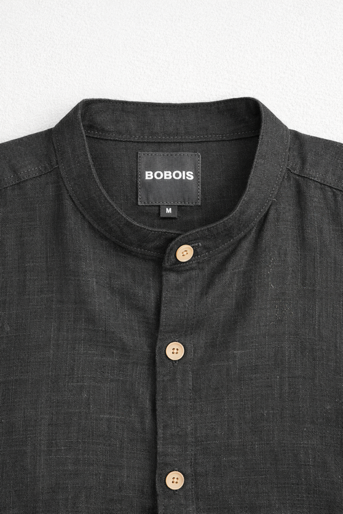 Camisas Para Hombre Tipo Lino Cuello Mao B61552 Negro