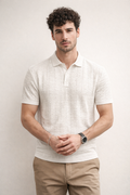 Playera Polo para Hombre Casual Jacquard Antiarrugas A61421 Hueso