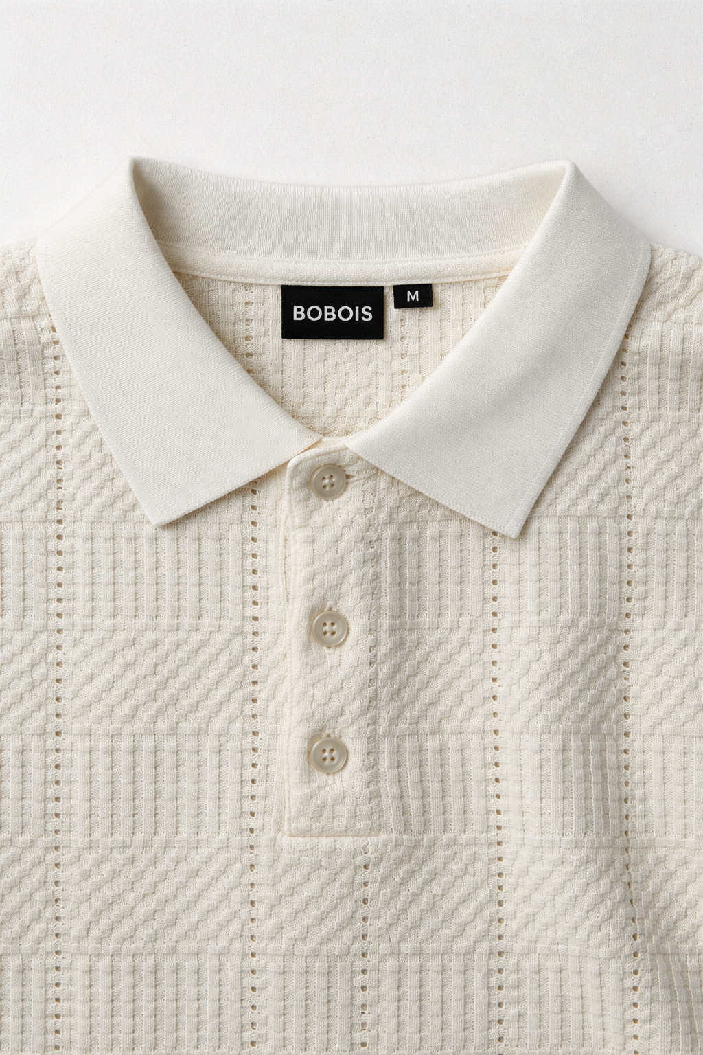 Playera Polo para Hombre Casual Jacquard Antiarrugas A61421 Hueso