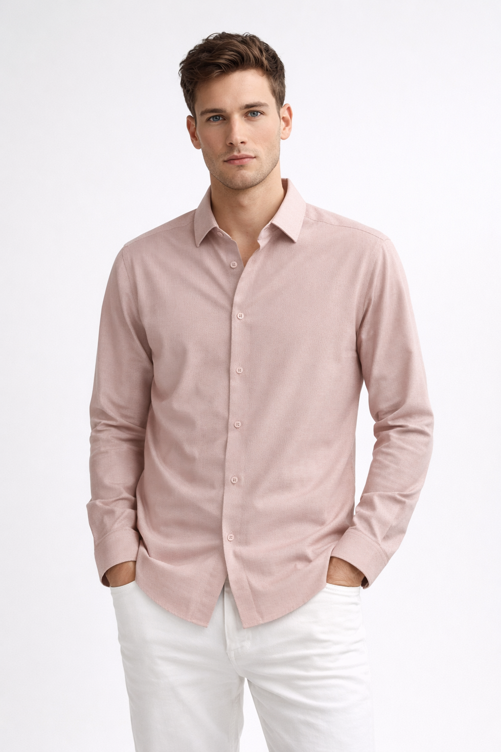 Camisa para Hombre Micropanal Antiarrugas B61403 Rosa