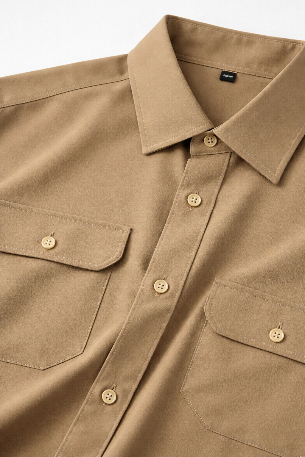 Camisas Para Hombre Premium Lisa Con Bolsillos B55410 Camel