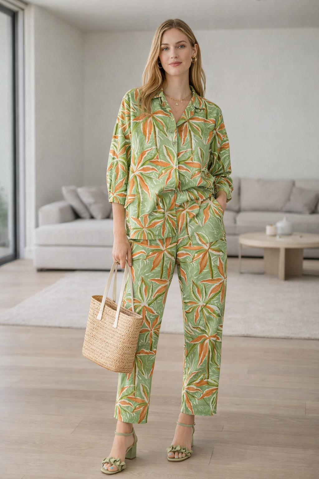 Pantalones Para Mujer Tipo Lino Con Jareta W61108 Verde