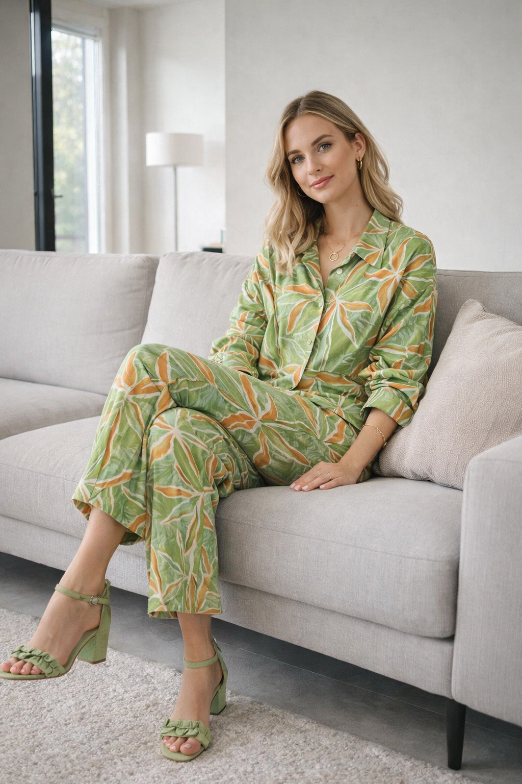 Pantalones Para Mujer Tipo Lino Con Jareta W61108 Verde