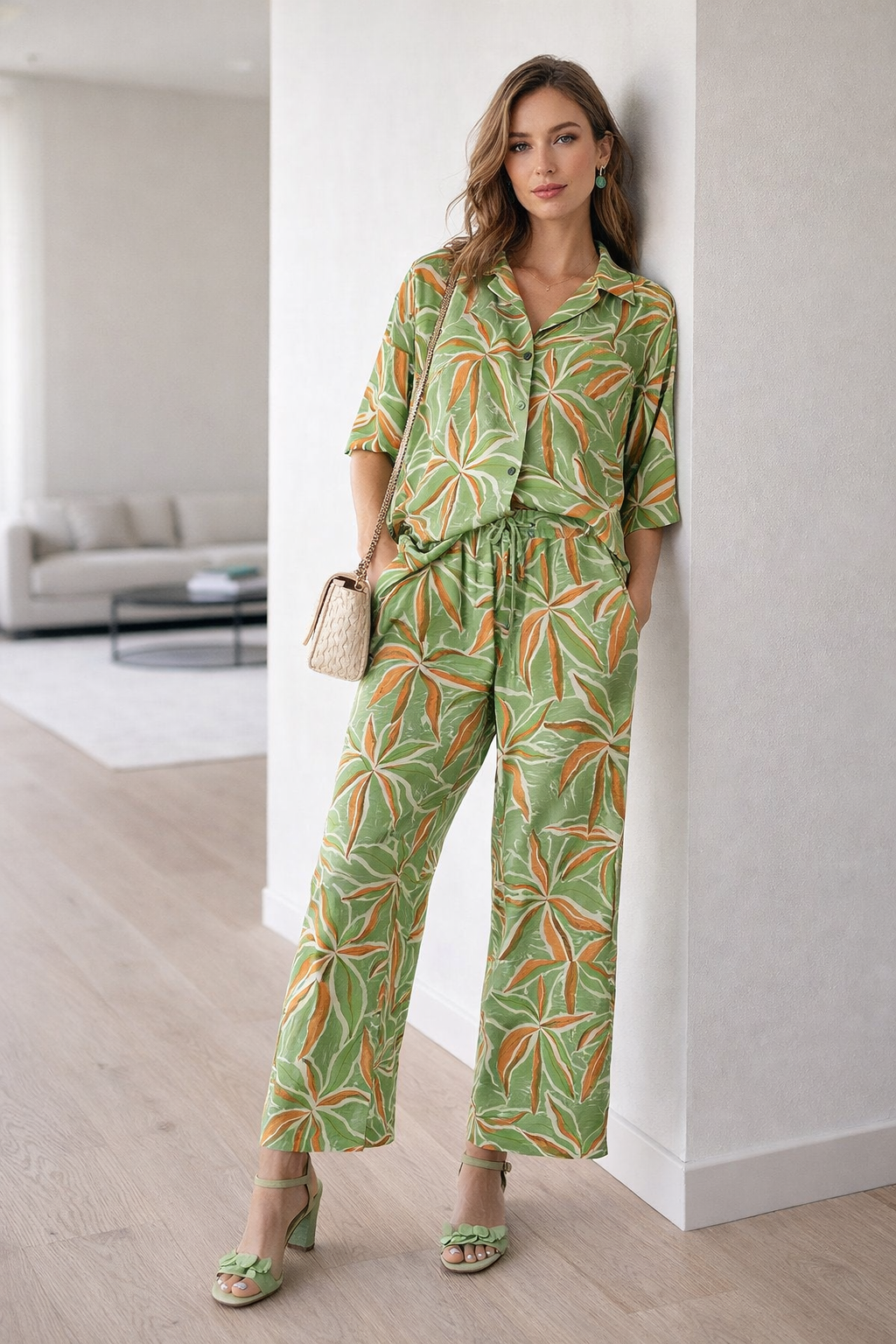 Blusas Para Mujer Camisera Tipo Lino N61108 Verde