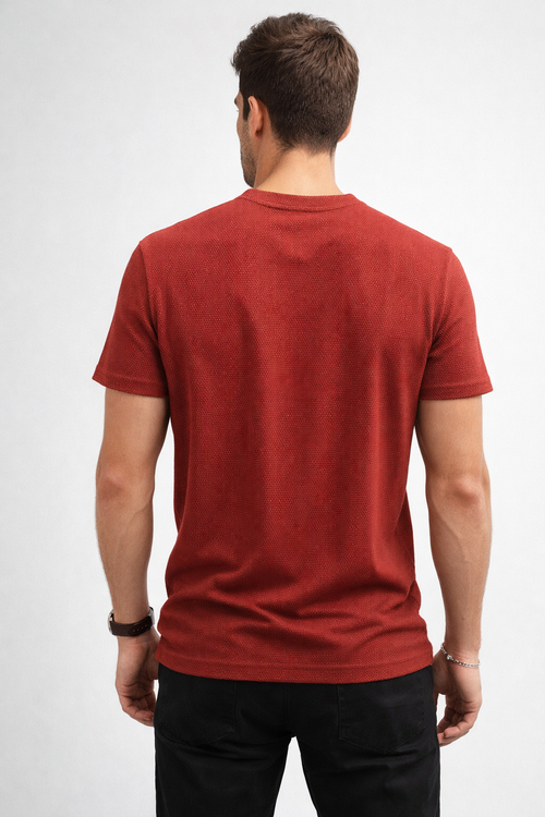 Playeras Para Hombre Jacquard Micro Bolitas A61306 Teja