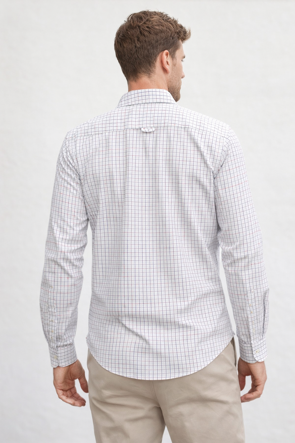 Camisas Para Hombre Manga Larga Cuadros B61204 Beige