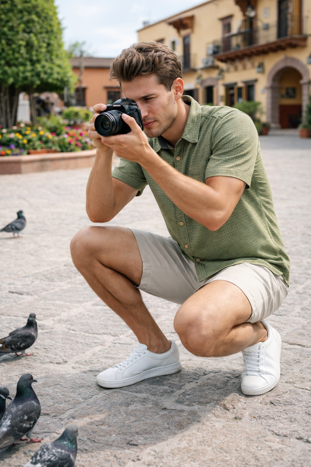 Camisas Para Hombre Relieve y Textura B61356 Olivo