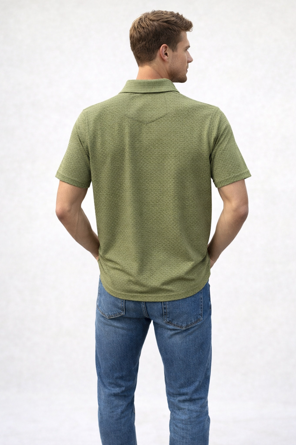 Camisas Para Hombre Relieve y Textura B61356 Olivo