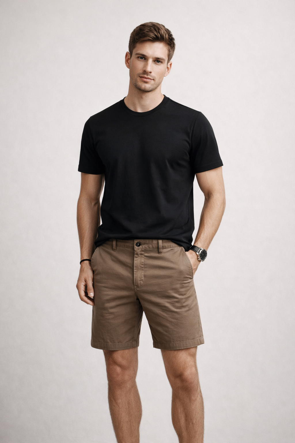 Bermudas Para Hombre De Gabardina Spandex Algodón GBRABSON Tabaco