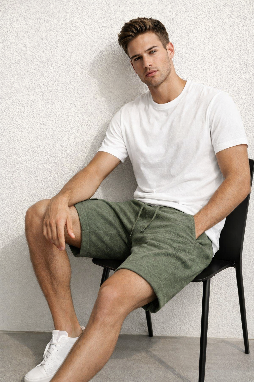 Shorts Para Hombre Bermudas Cortos Tejidos Con Jareta G61451 Olivo