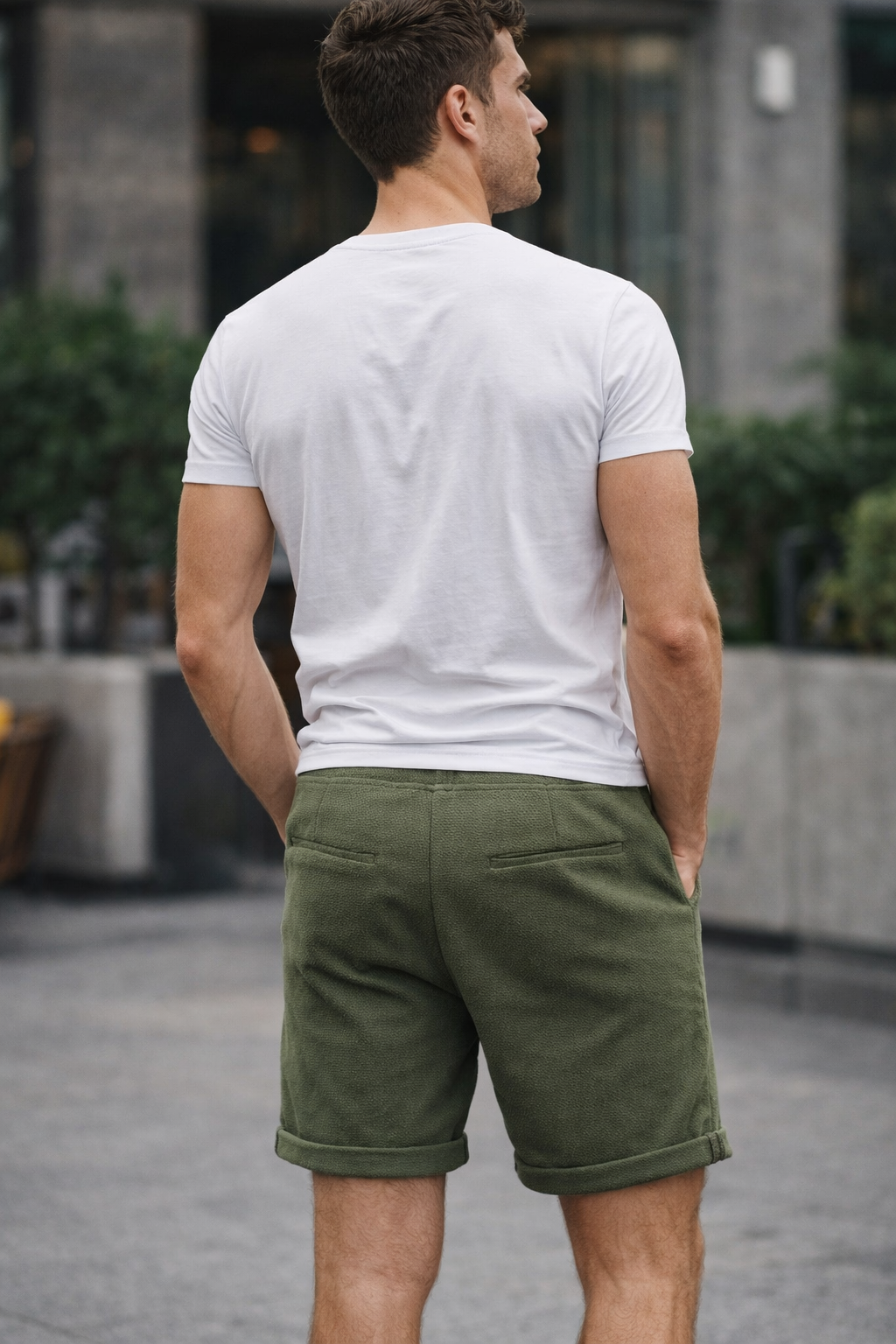 Shorts Para Hombre Bermudas Cortos Tejidos Con Jareta G61451 Olivo