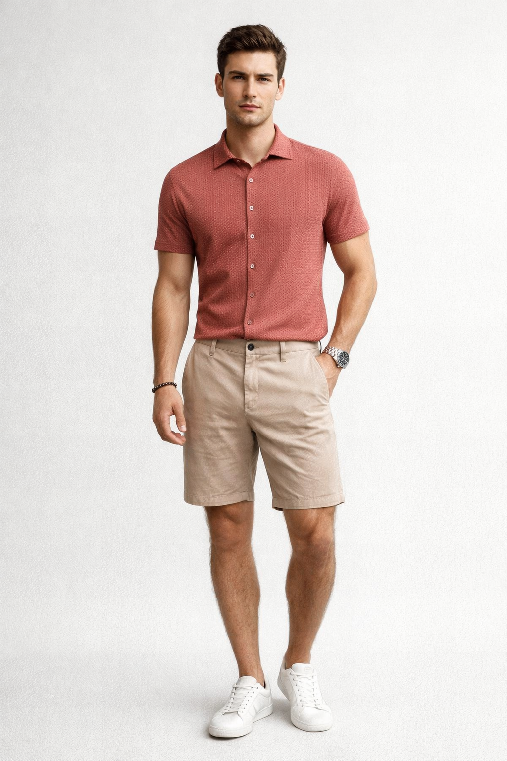 Bermudas Para Hombre De Gabardina Spandex Algodón GBRABSON Kaki