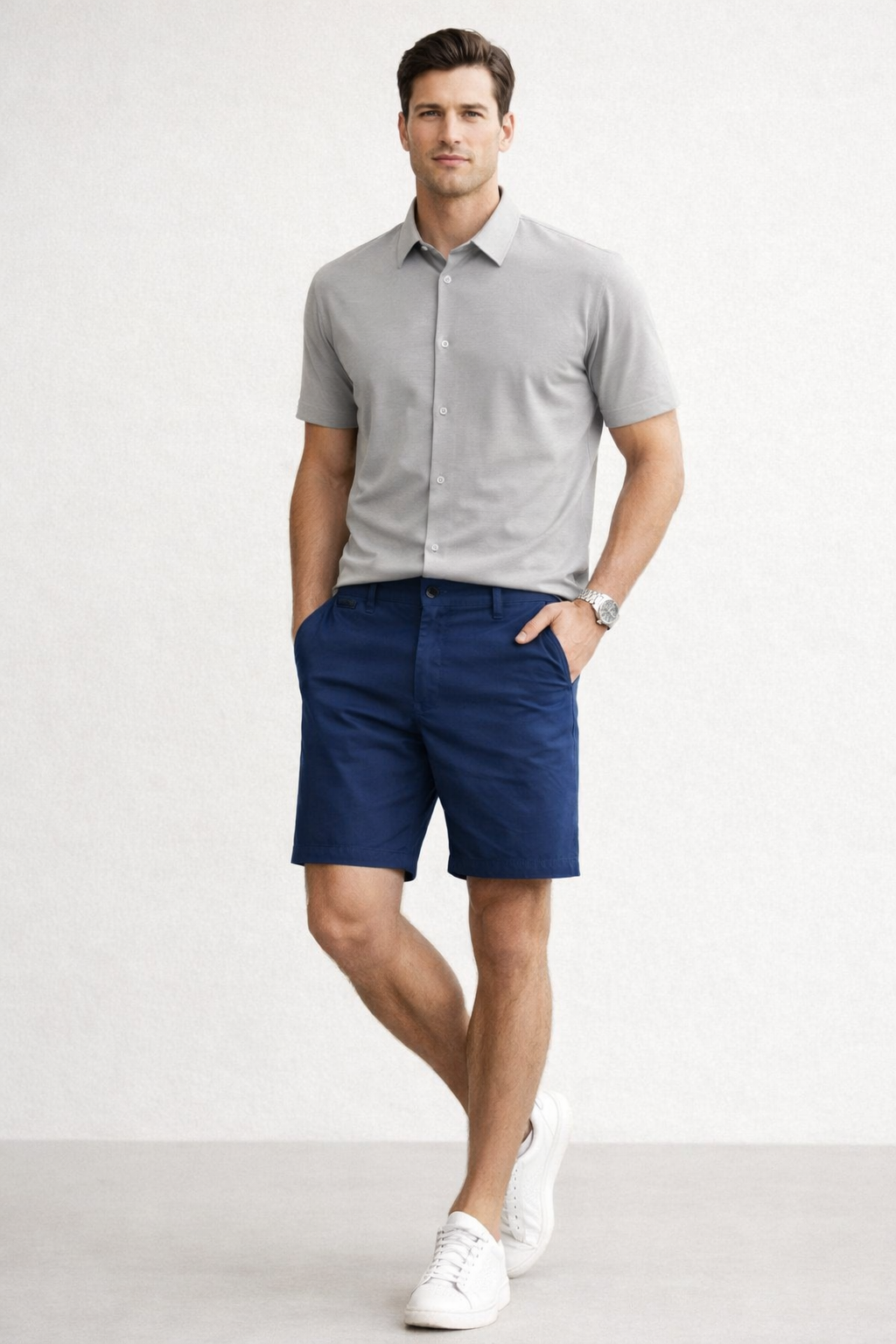 Bermudas Para Hombre De Gabardina Spandex Algodón GBRABSON Marino