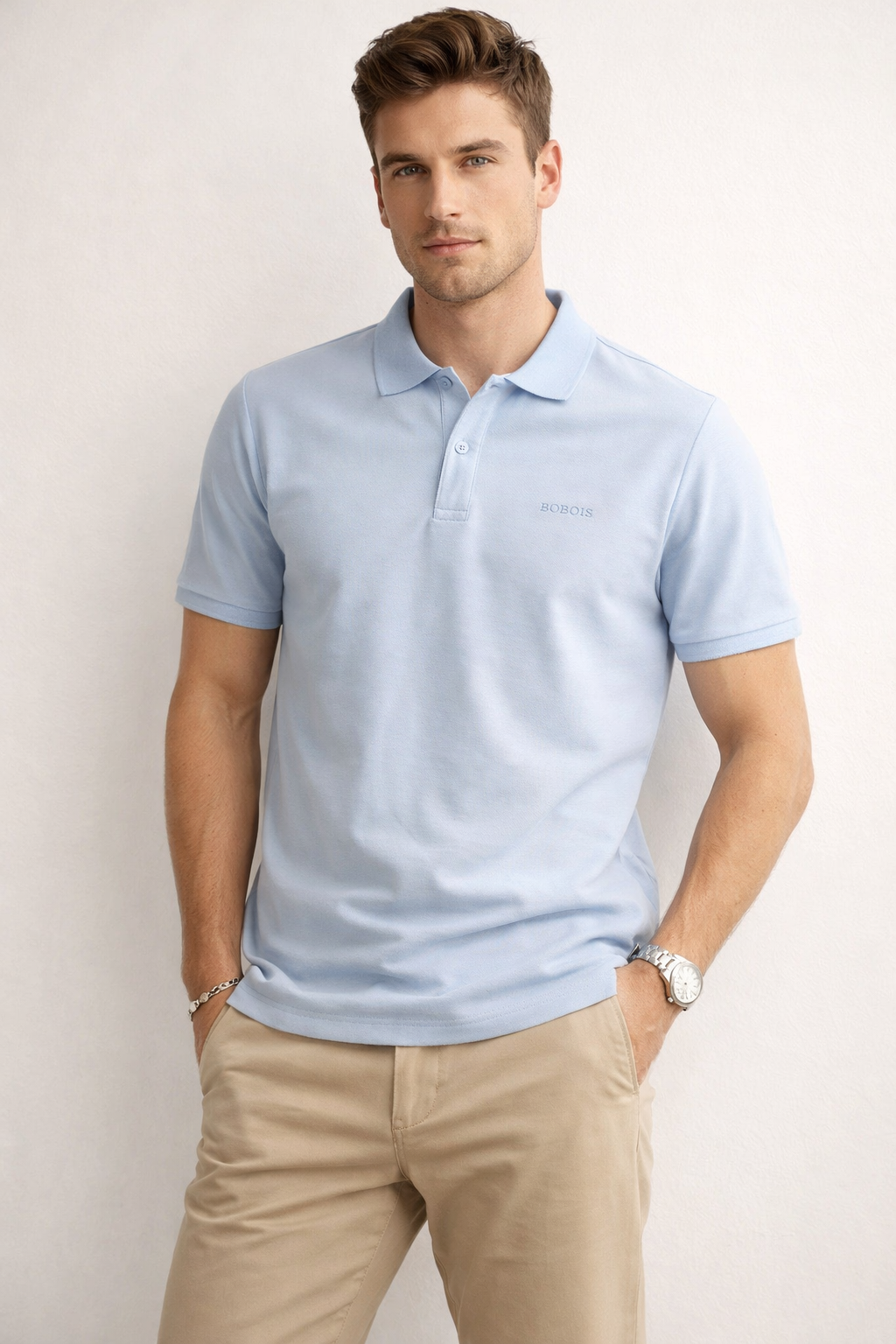 Playeras Polo Para Hombre Manga Corta Basica APOLBS Cielo