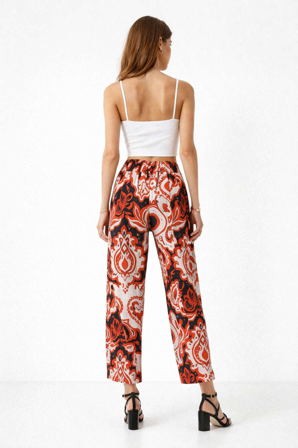 Pantalones Para Mujer Lino Con Jareta Floreado W61110 Unico