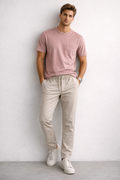 Joggers Para Hombre Pantalón Algodón Spandex Con Jareta GJOGGW Beige
