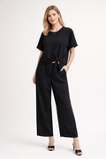 Blusas Para Mujer Lisa Básica Con Nudo N61145 Negro