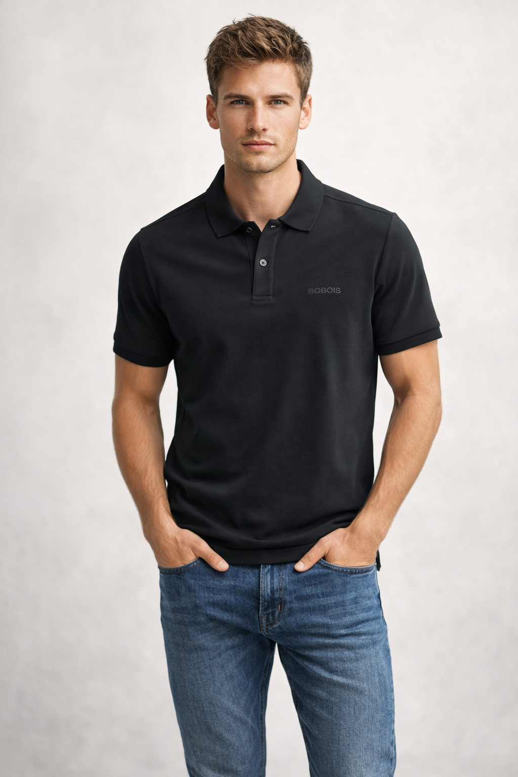Playeras Polo Para Hombre Manga Corta Basica APOLBS Negro