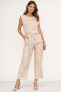 Pantalones Para Mujer Lino Estampado Espiral W61133 Arena