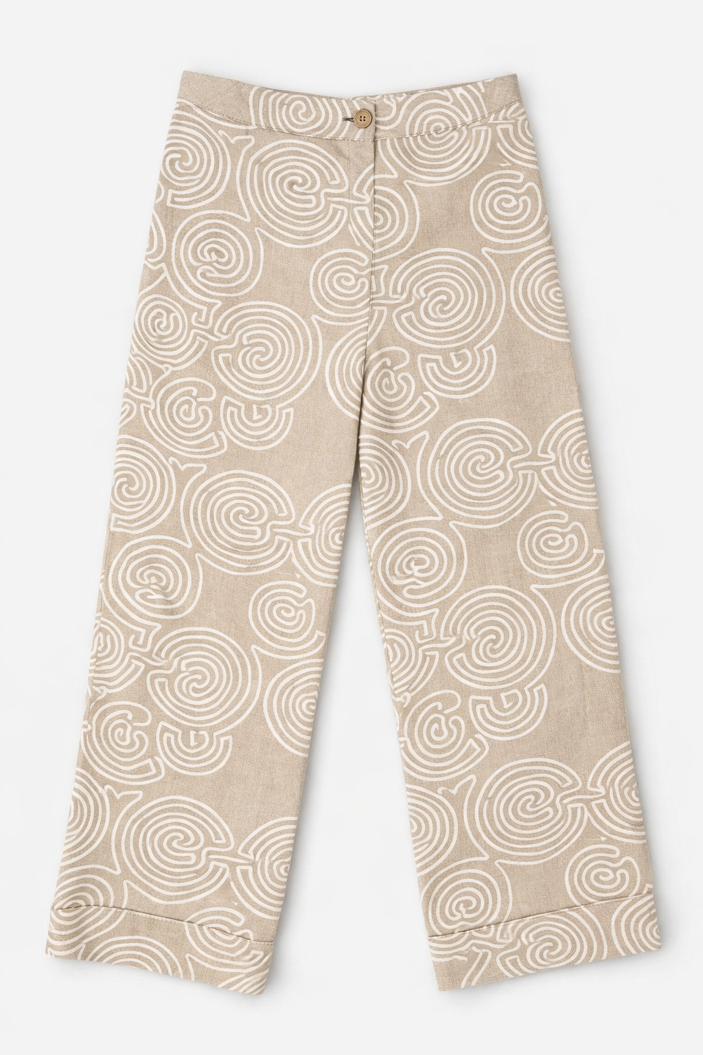 Pantalones Para Mujer Lino Estampado Espiral W61133 Arena