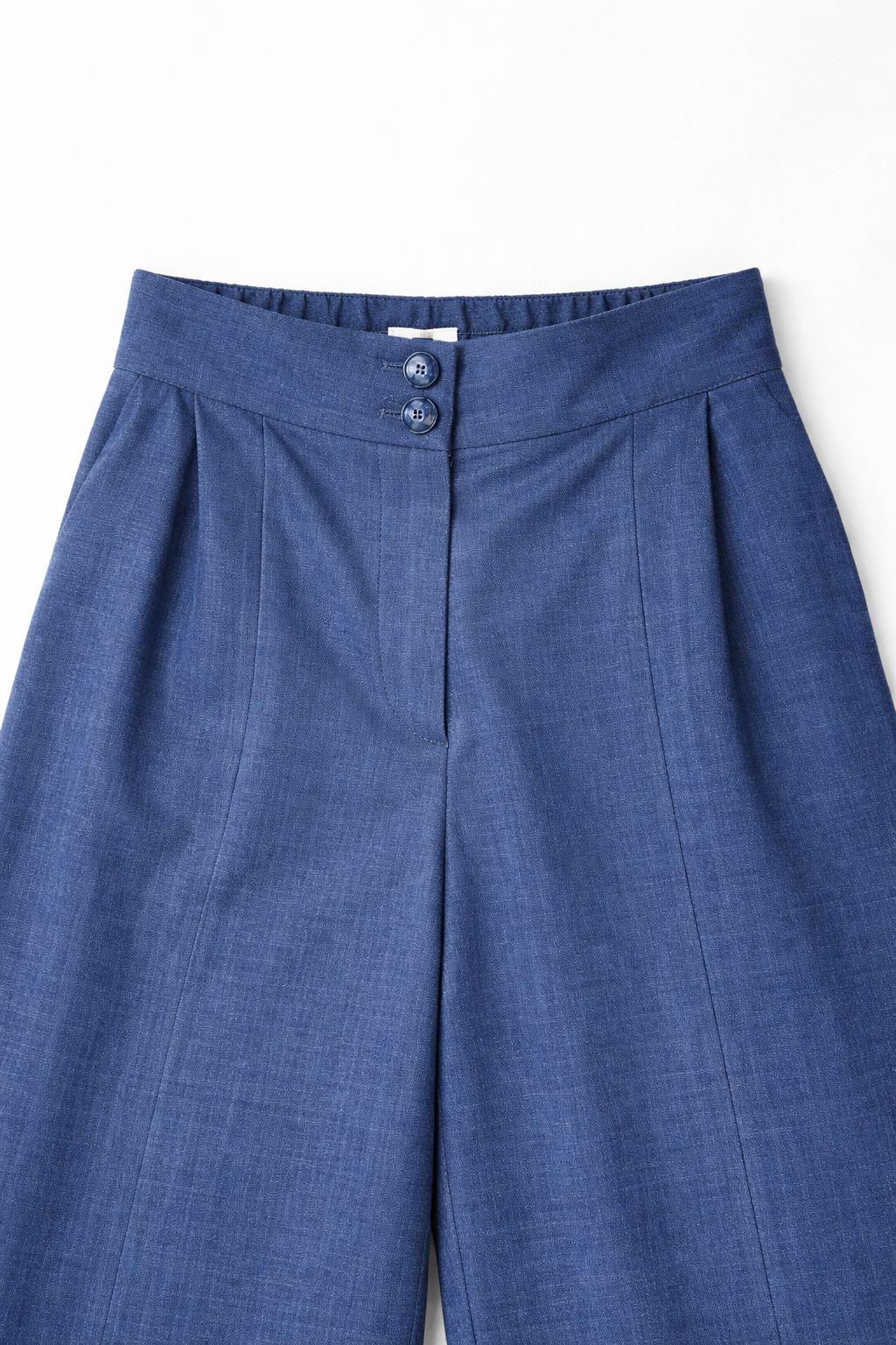 Pantalones Para Mujer Liso Ancho Con Pespunte y Pinzas W61120 Indigo