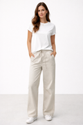 Jeans Para Mujer Gabardina Cullotte Con Resorte V61106 Arena