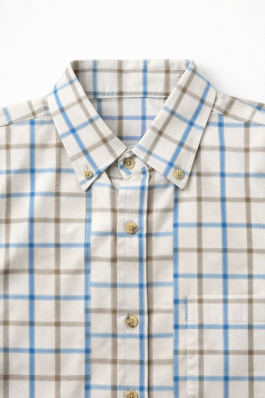 Camisas Para Hombre Manga Larga Cuadros B61103 Hueso