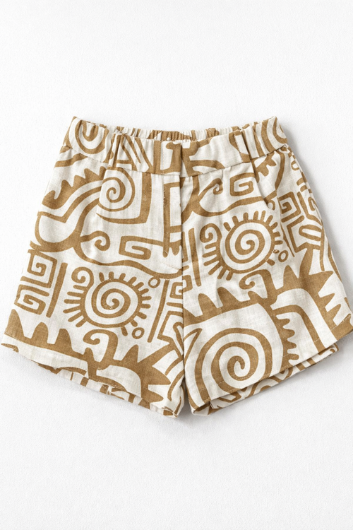 Shorts Para Mujer Tipo Lino Con Bolsillos Y61100 Beige