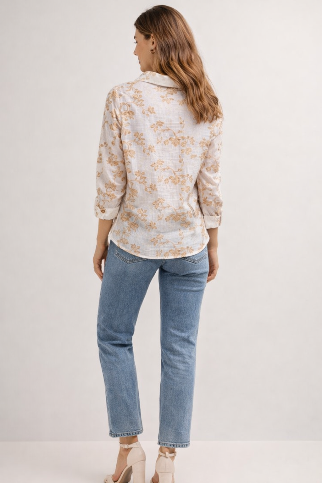 Blusas Para Mujer Bordada Media Aletilla N61136 Beige