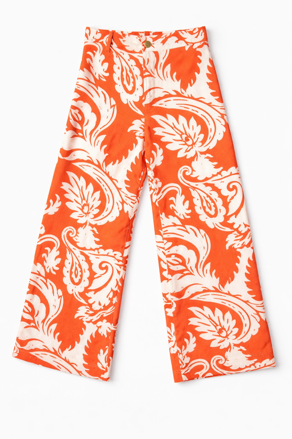Pantalones Para Mujer Lino Comodo Recto Estampado W61131 Naranja