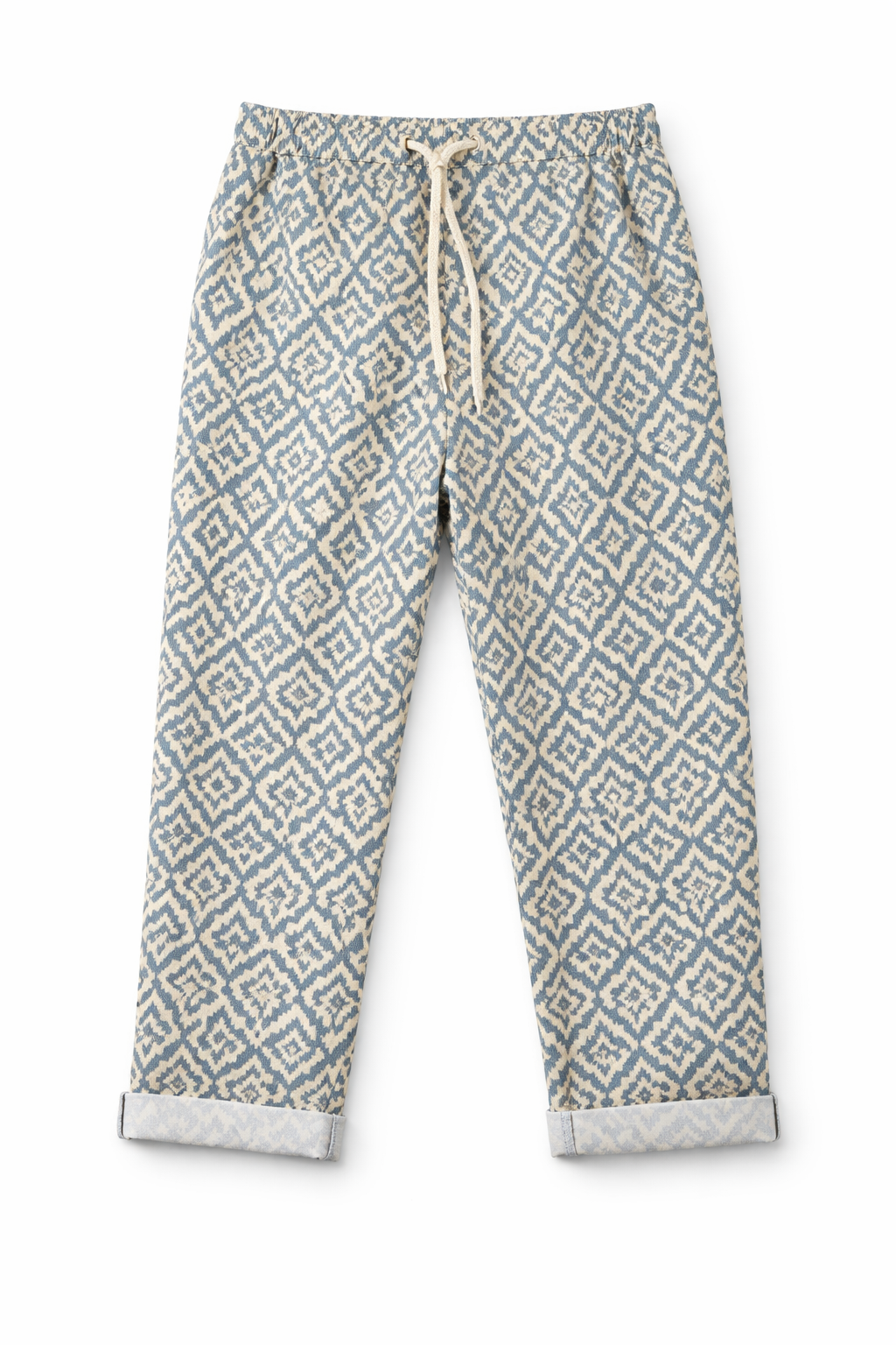 Pantalones Para Mujer Con Resorte y Jareta Étnico W61125 Azul