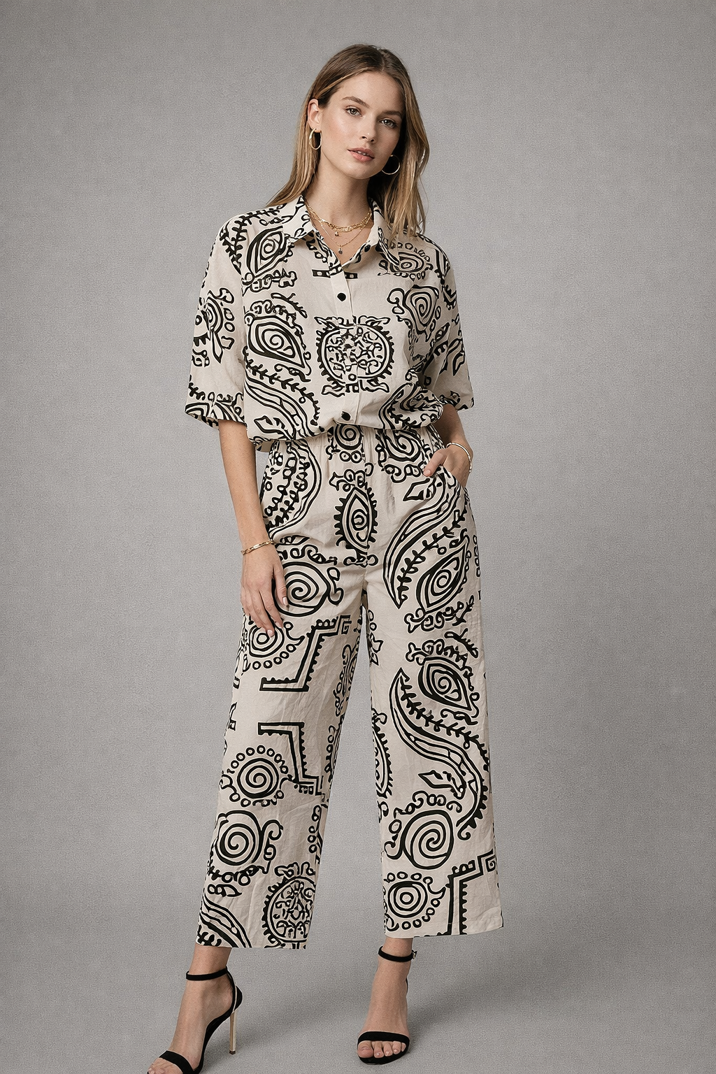 Pantalones Para Mujer Slim Con Jareta Estampado W61123 Unico