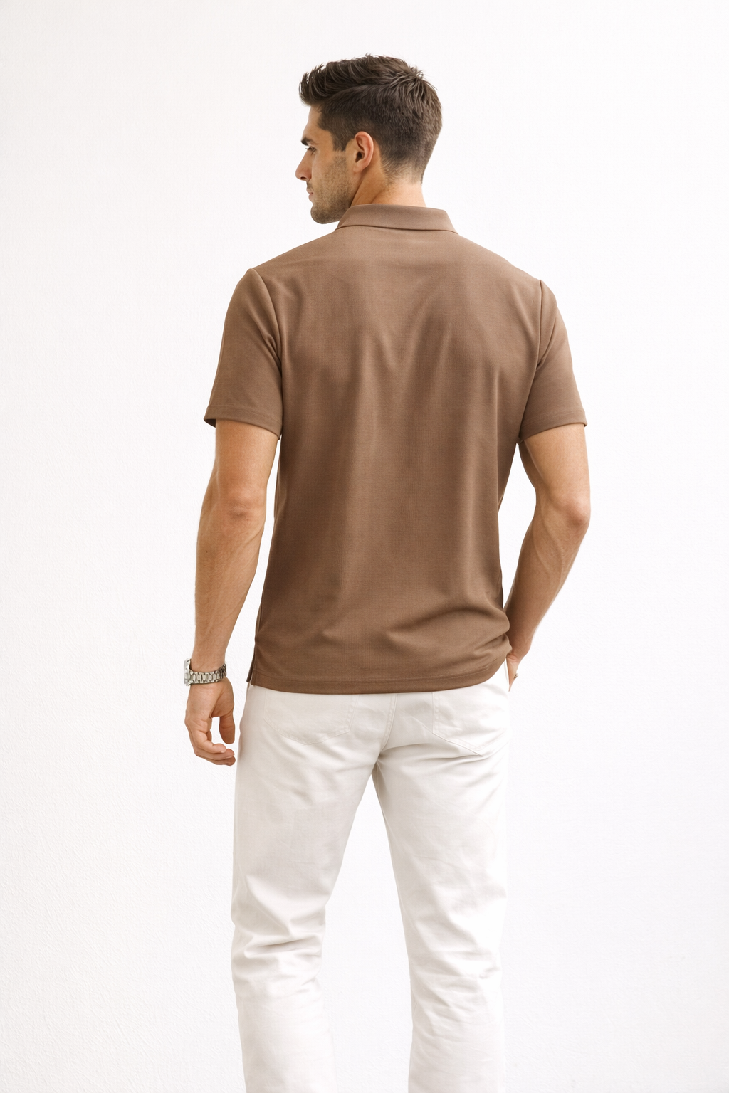 Playera Polo para Hombre Piqué Super Stretch Transpirable A61411 Camel
