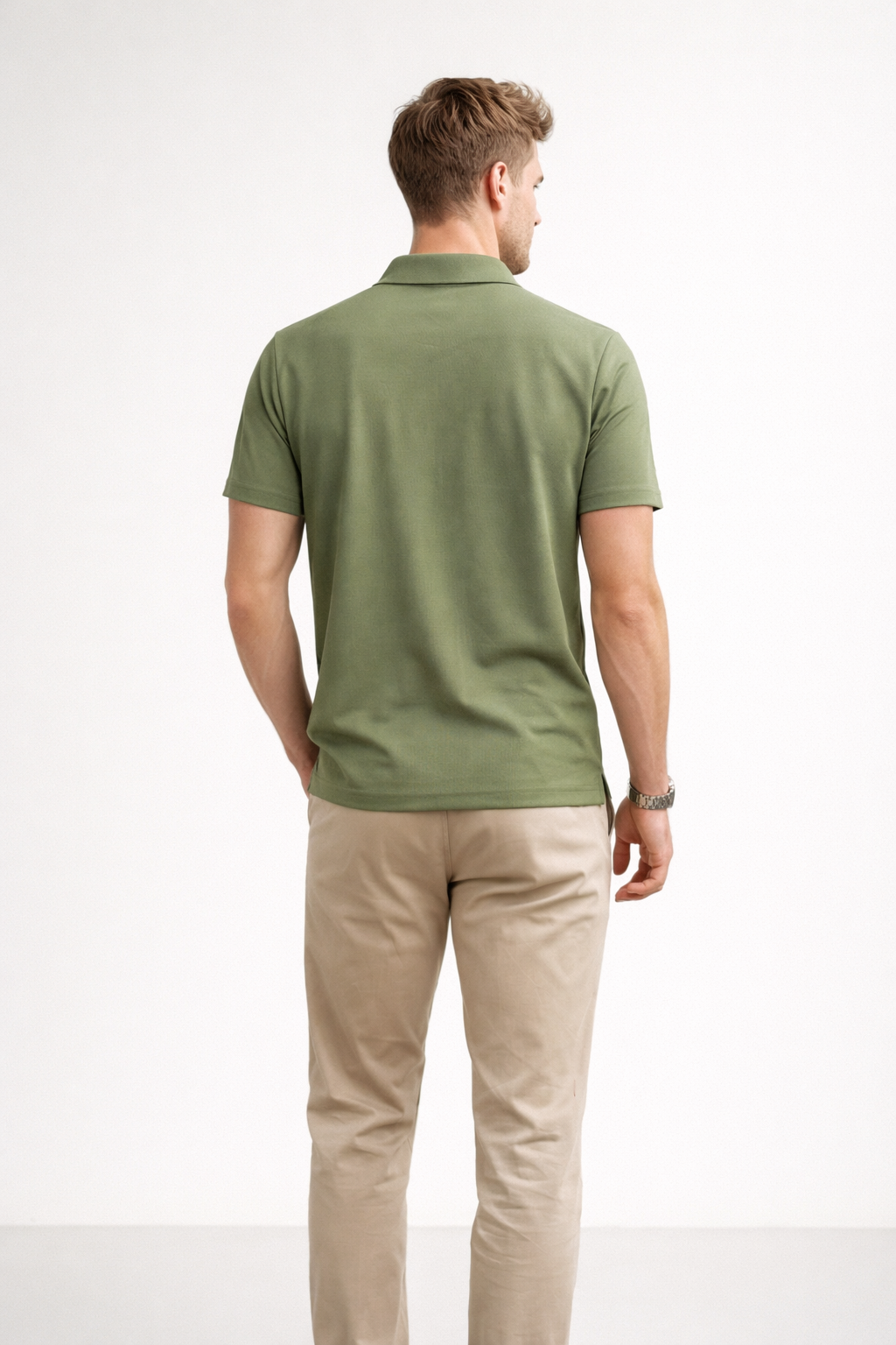 Playera Polo para Hombre Piqué Super Stretch Transpirable A61411 Verde