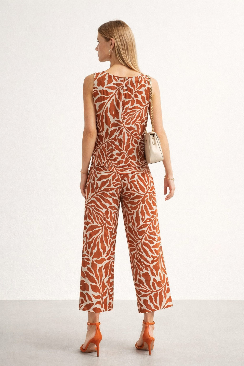 Pantalones Para Mujer Lino Amplio Estampado Con Resorte W61127 Unico