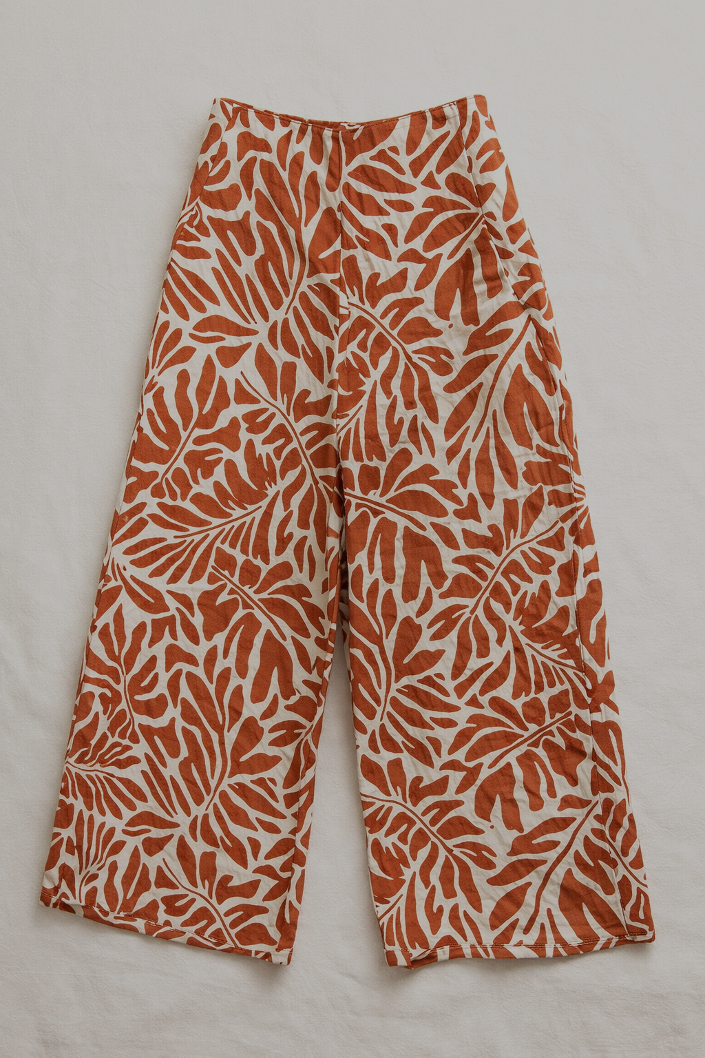 Pantalones Para Mujer Lino Amplio Estampado Con Resorte W61127 Unico