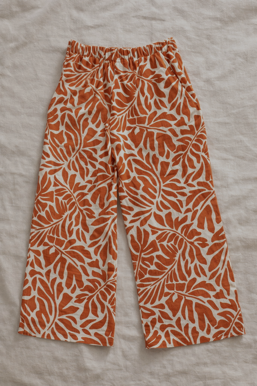 Pantalones Para Mujer Lino Amplio Estampado Con Resorte W61127 Unico