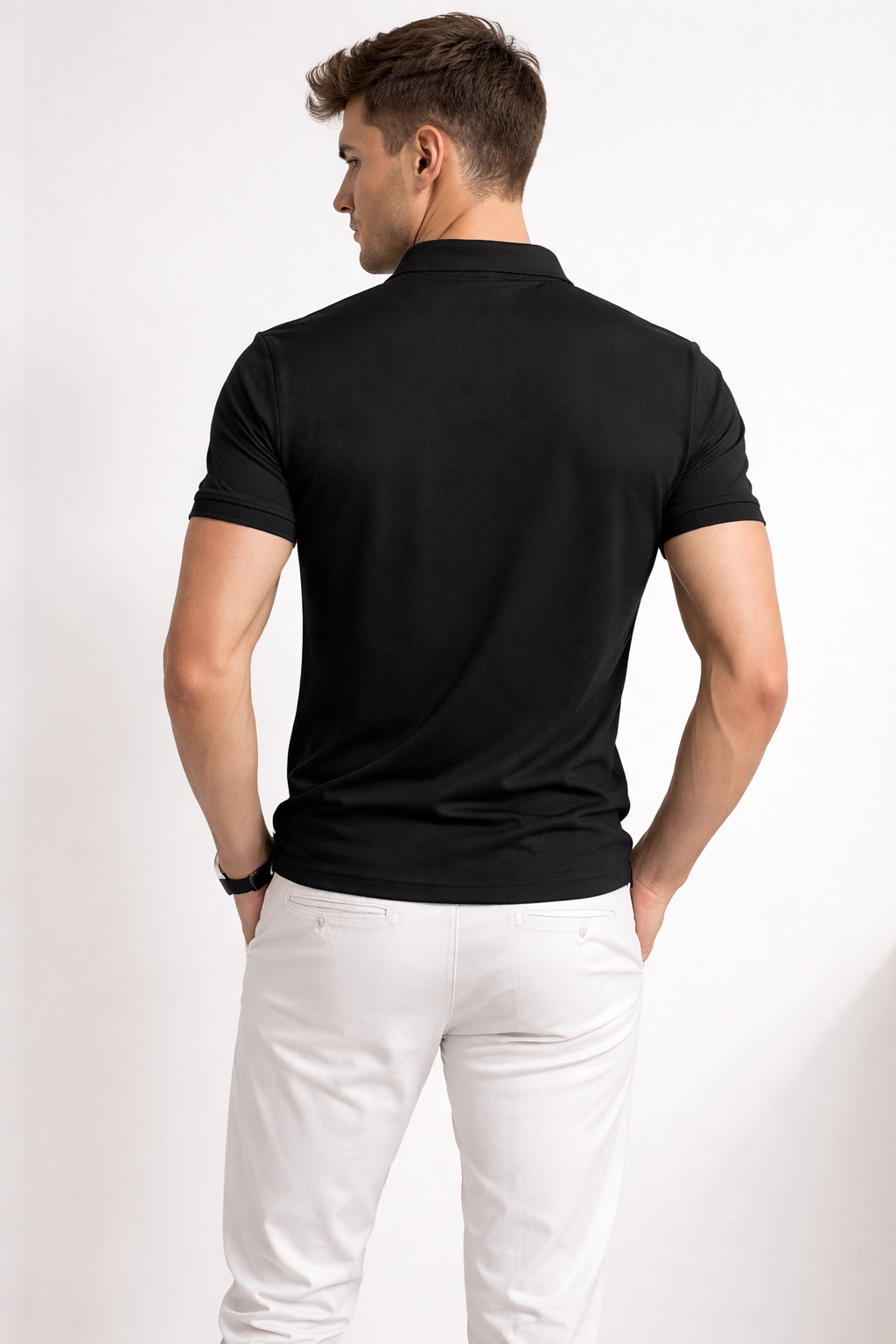 Playera Polo para Hombre Casual Super Stretch Antiarrugas A61410 Negro