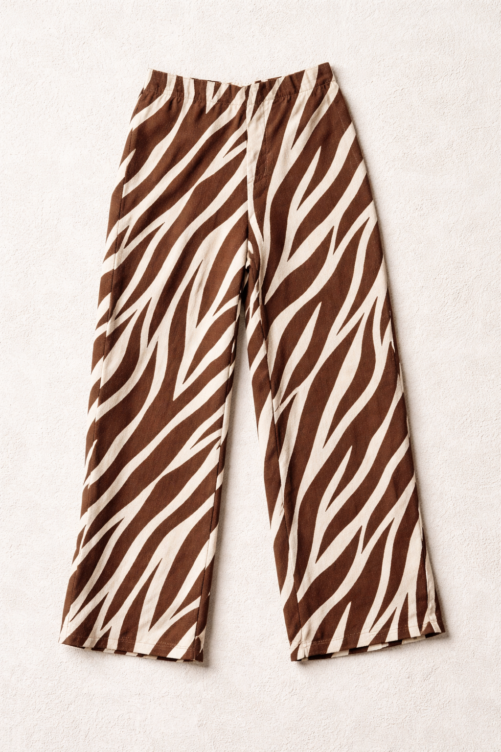 Pantalones Para Mujer Ligero Estampado Cebra W61130 Hueso/Cafe