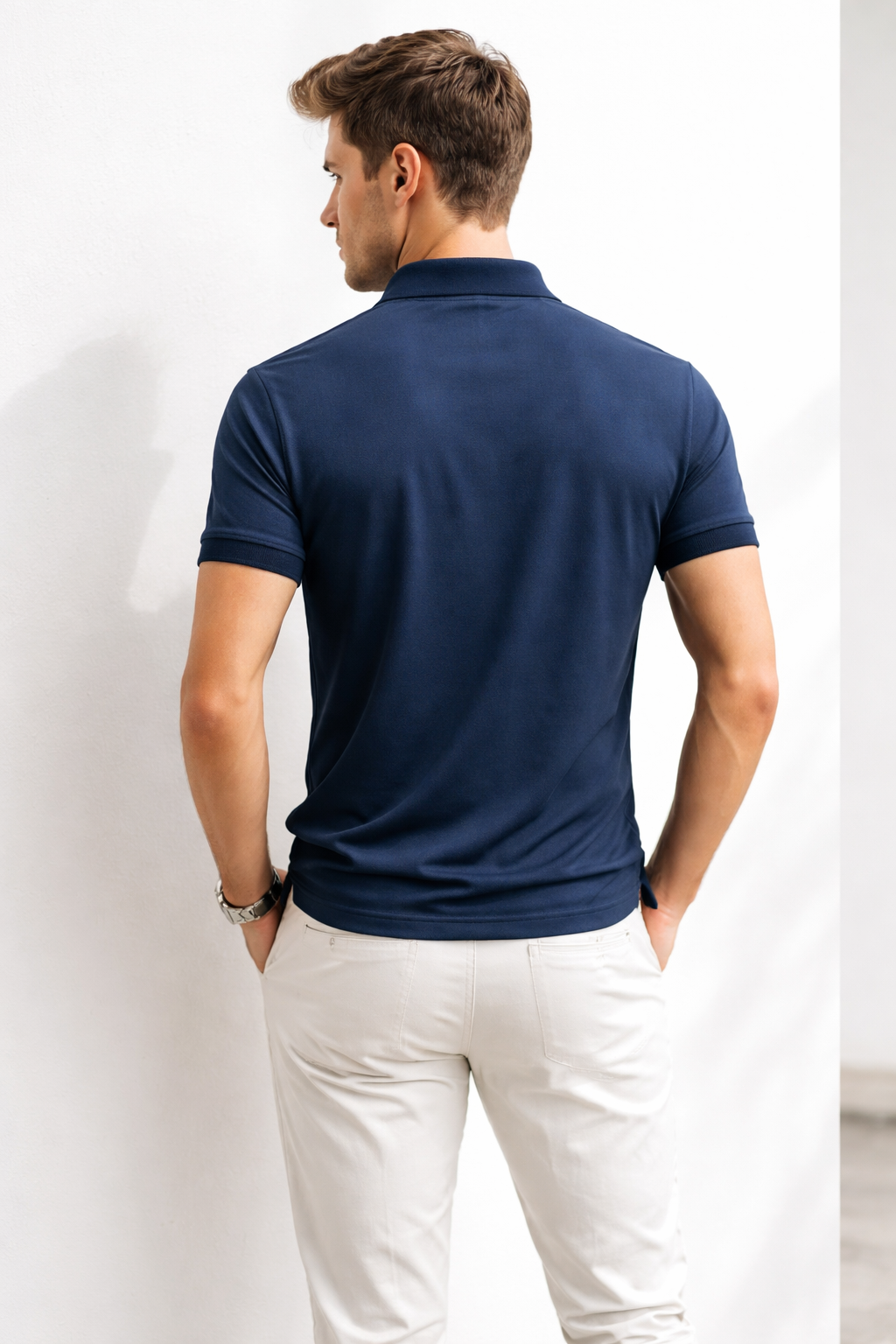 Playera Polo para Hombre Casual Super Stretch Antiarrugas A61410 Marino