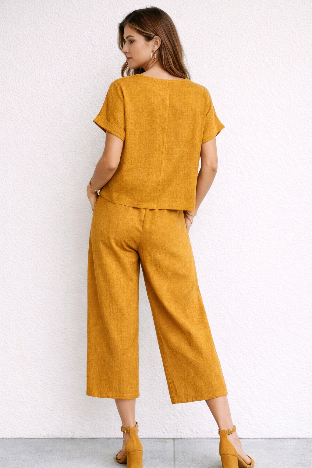 Blusas Para Mujer Lisa Básica Con Nudo N61145 Ocre