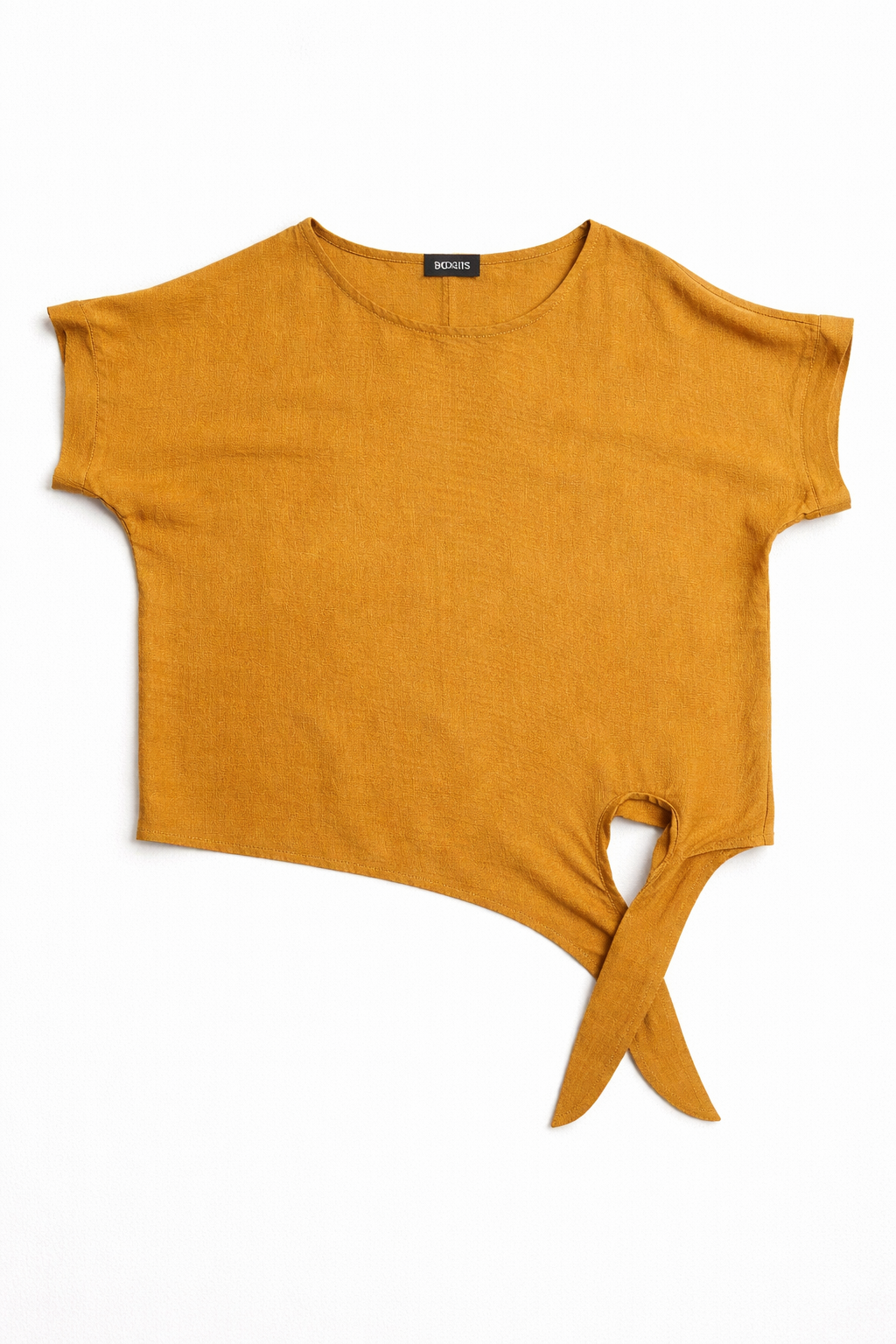 Blusas Para Mujer Lisa Básica Con Nudo N61145 Ocre