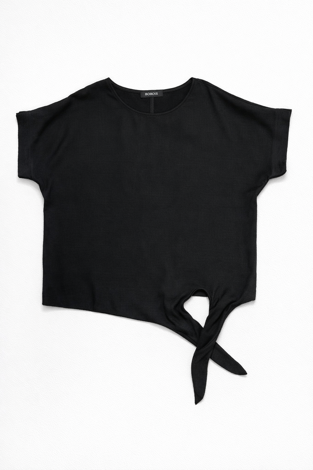 Blusas Para Mujer Lisa Básica Con Nudo N61145 Negro