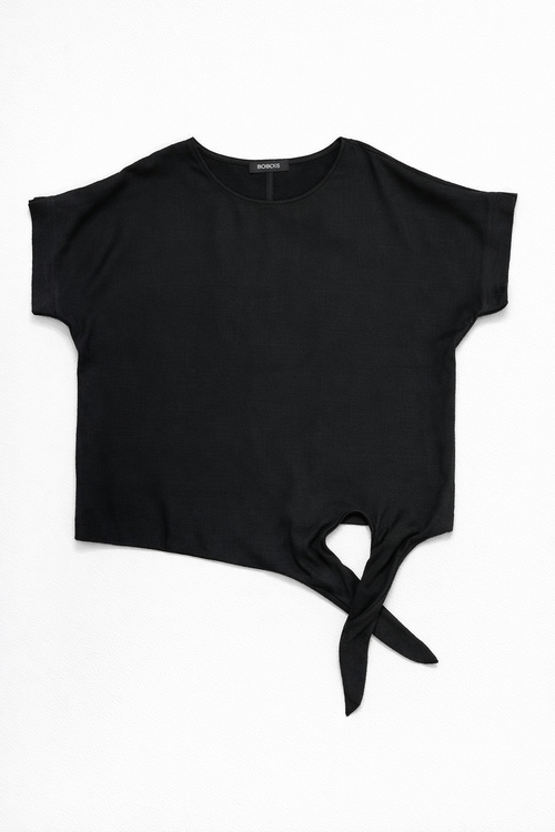 Blusas Para Mujer Lisa Básica Con Nudo N61145 Negro
