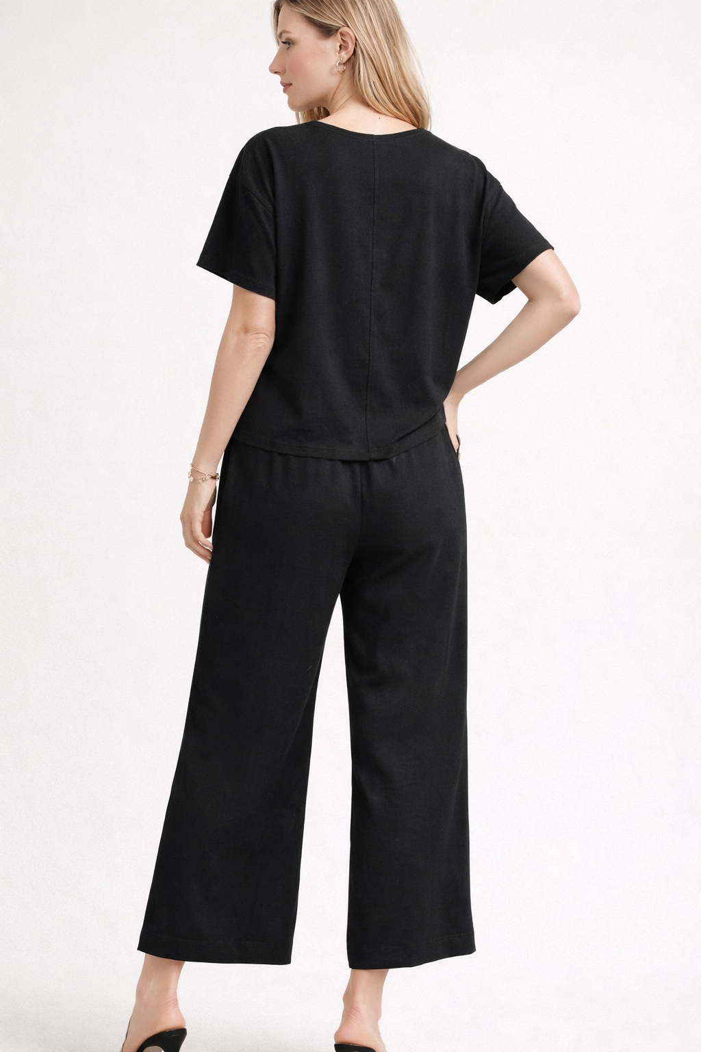 Blusas Para Mujer Lisa Básica Con Nudo N61145 Negro