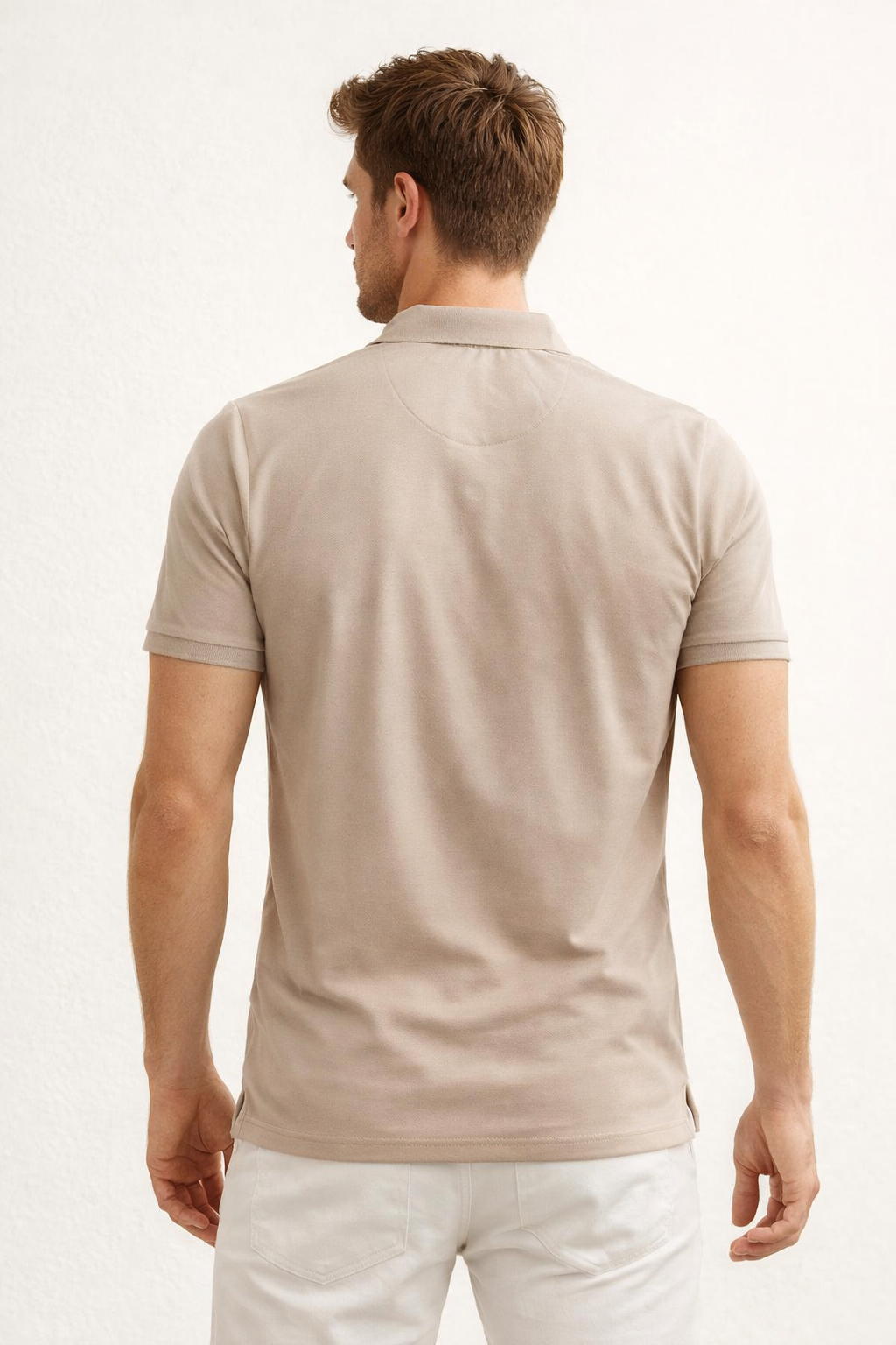 Playera Polo para Hombre Casual Super Stretch Antiarrugas A61410 Beige