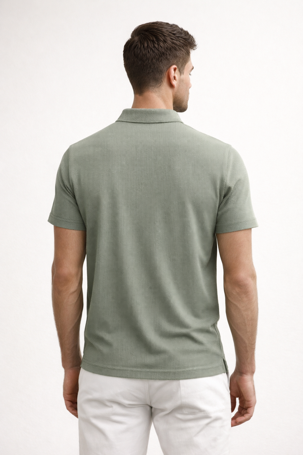 Playera Polo para Hombre Casual Jacquard Super Stretch Antiarrugas A61418 Verde