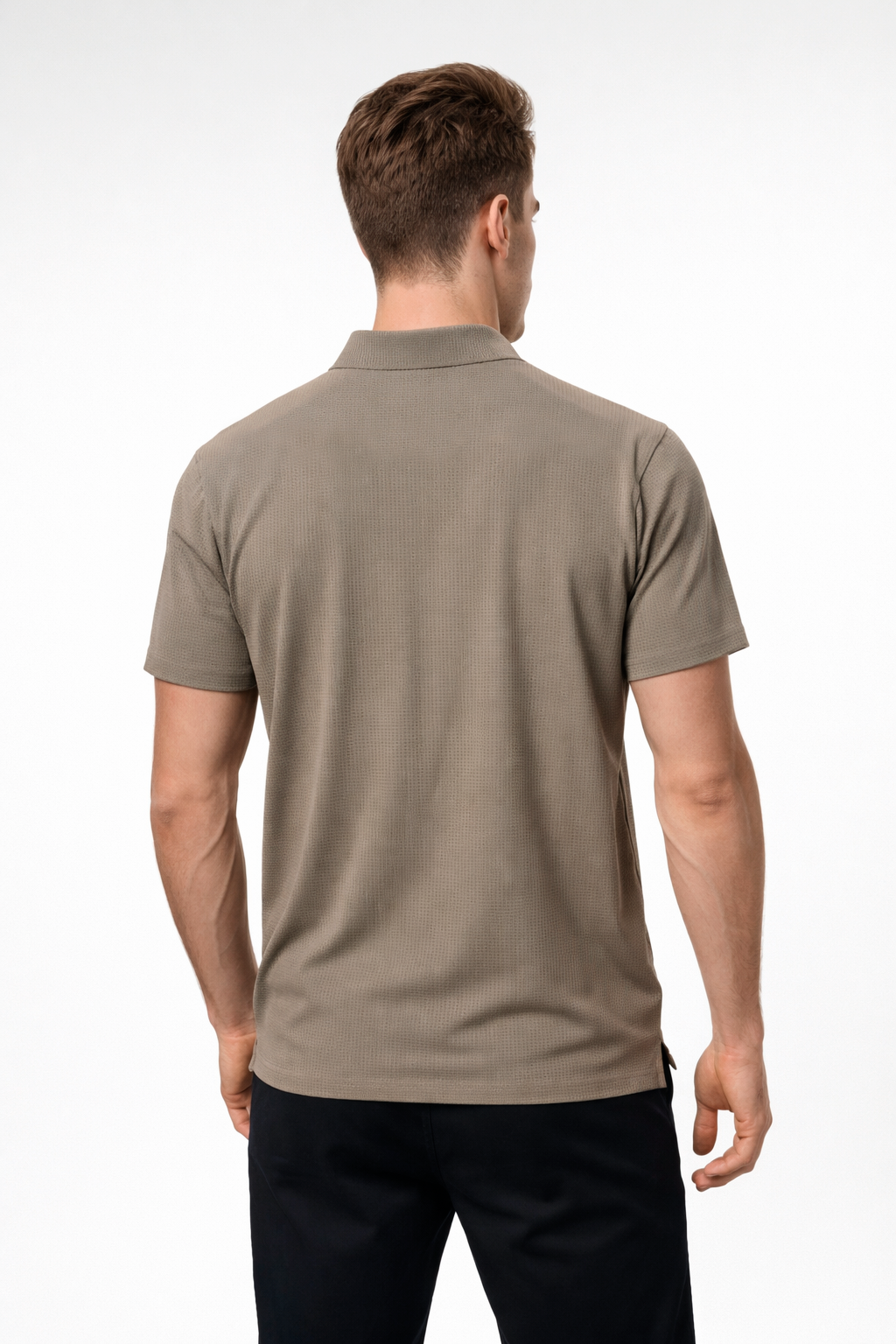 Playera Polo para Hombre Casual Jacquard Super Stretch Antiarrugas A61418 Beige
