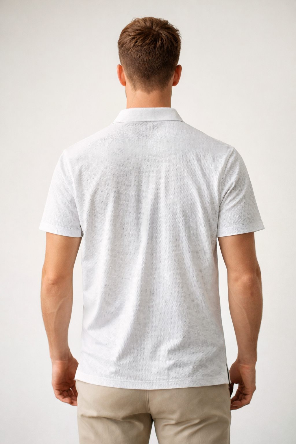 Playera Polo para Hombre Casual Jacquard Super Stretch Antiarrugas A61418 Hueso